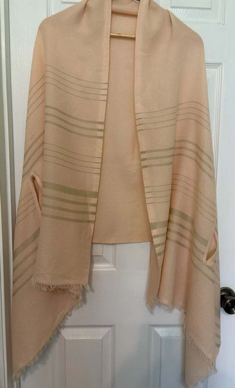 GUC J.Crew Striped Open-Front Cape Wrap Scarf Pink Green FA18 H0129